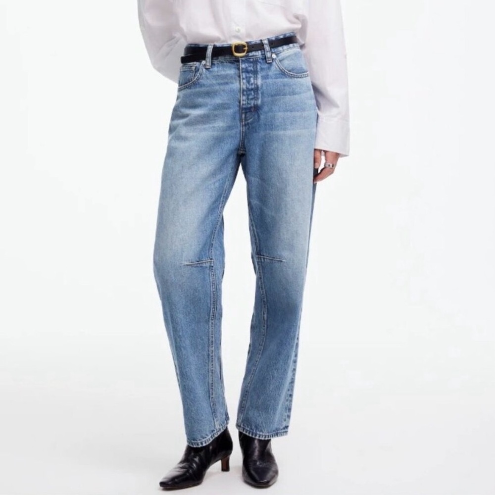 Madewell darted barrel leg jean, Dobbins wash